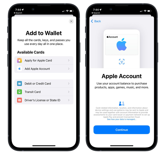 阳曲苹果手机维修分享iOS 15.5钱包App如何添加 Apple 账户 